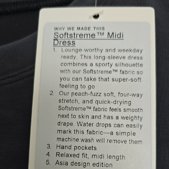 NWT LULULEMON Softstreme Midi Dress Black Size 4 - Picture 5 of 8